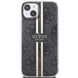 Guess IML 4G Gold Stripe case for iPhone 15 Plus / 14 Plus - black