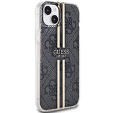 Guess IML 4G Gold Stripe case for iPhone 15 Plus / 14 Plus - black