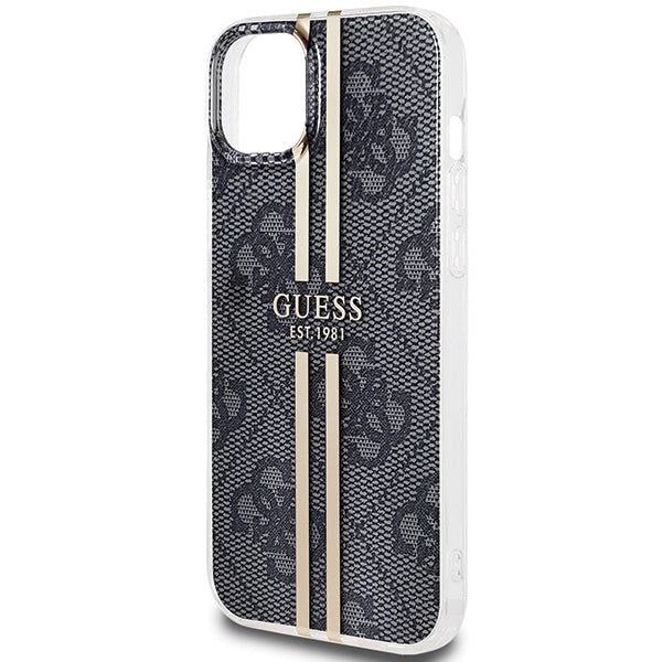 Guess IML 4G Gold Stripe case for iPhone 15 Plus / 14 Plus - black