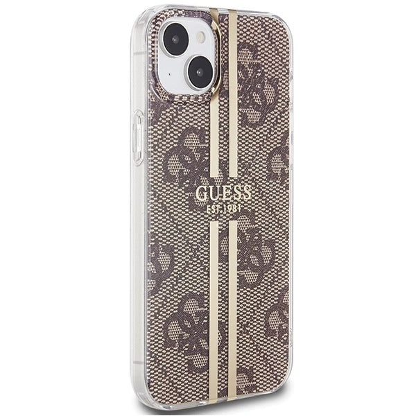 Guess IML 4G Gold Stripe-kasse til iPhone 15 Plus / 14 Plus - brun
