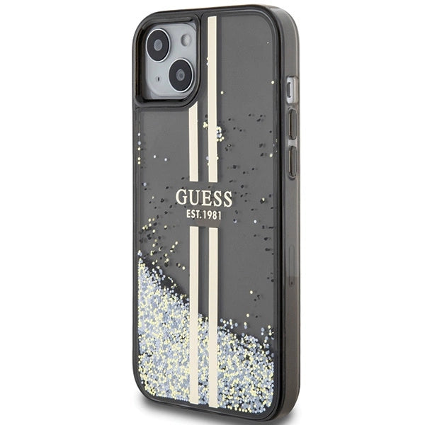 Guess Liquid Glitter Gold Stripes case til iPhone 15 Plus / 14 Plus - sort