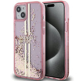 Guess Liquid Glitter Gold Stripes case til iPhone 15 Plus / 14 Plus - pink