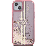 Guess Liquid Glitter Gold Stripes case til iPhone 15 Plus / 14 Plus - pink