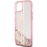 Guess Liquid Glitter Gold Stripes case til iPhone 15 Plus / 14 Plus - pink