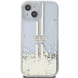 Guess Liquid Glitter Gold Stripes case til iPhone 15 Plus / 14 Plus - gennemsigtig