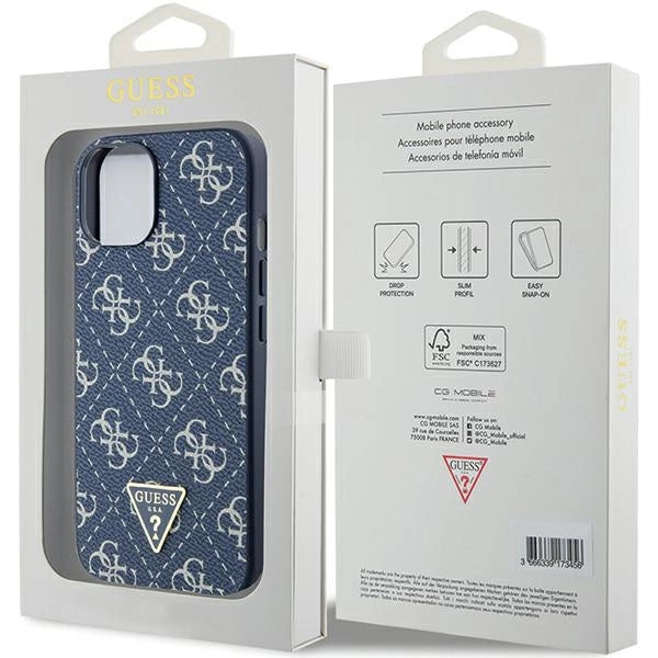 Guess 4G Triangle Metal Logo case for iPhone 15 Plus / 14 Plus - blue