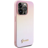 Guess GUHCP15XPSAIRSP iPhone 15 Pro Max 6.7" pink/pink hardcase Saffiano Iridescent Script