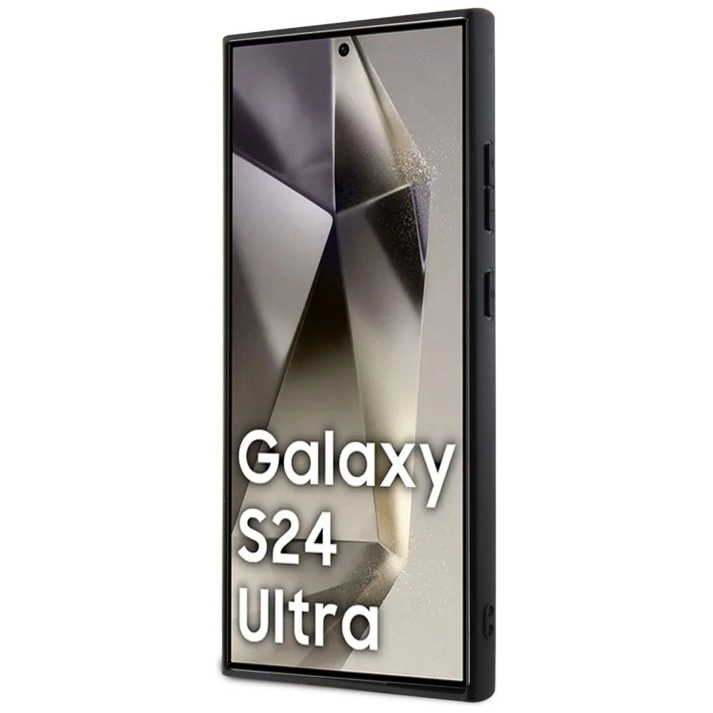 Guess Grip Stand 4G Triangle Strass Case for Samsung Galaxy S24 Ultra - Brown