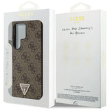 Guess Grip Stand 4G Triangle Strass Case for Samsung Galaxy S24 Ultra - Brown
