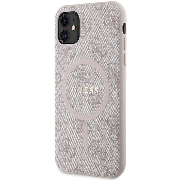 Guess GUHMN61G4GFRP iPhone 11 6.1" / Xr pink/pink hardcase 4G Collection Leather Metal Logo MagSafe