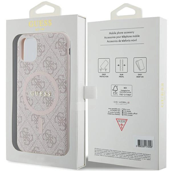 Guess GUHMN61G4GFRP iPhone 11 6.1" / Xr pink/pink hardcase 4G Collection Leather Metal Logo MagSafe