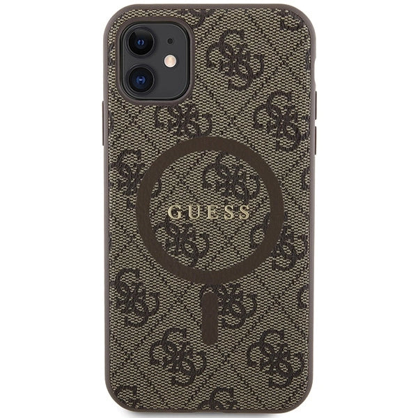Guess GUHMN61G4GFRW iPhone 11 6.1" / Xr brown/brown hardcase 4G Collection Leather Metal Logo MagSafe
