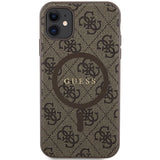 Guess GUHMN61G4GFRW iPhone 11 6.1" / Xr brown/brown hardcase 4G Collection Leather Metal Logo MagSafe