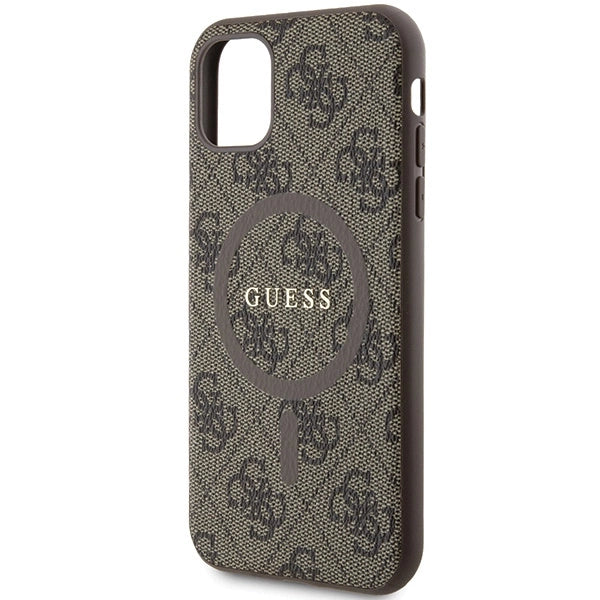 Guess GUHMN61G4GFRW iPhone 11 6.1" / Xr brown/brown hardcase 4G Collection Leather Metal Logo MagSafe