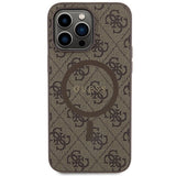 Guess 4G Collection Leather Metal Logo MagSafe Case for iPhone 13 Pro / iPhone 13 - Brown