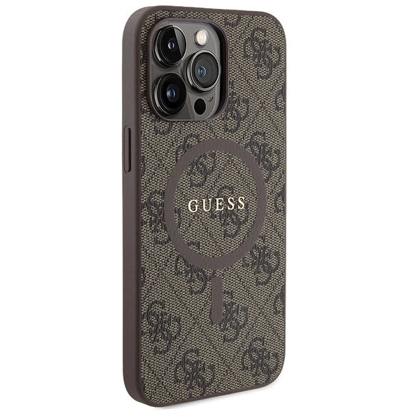 Guess 4G Collection Leather Metal Logo MagSafe Case for iPhone 13 Pro / iPhone 13 - Brown