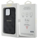 Guess 4G Collection Leather Metal Logo MagSafe Case for iPhone 14 Pro - Black