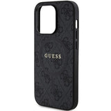 Guess 4G Collection Leather Metal Logo MagSafe Case for iPhone 14 Pro Max - Black