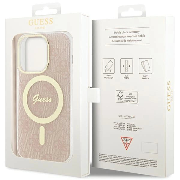 Guess IML 4G MagSafe-hylster til iPhone 15 Pro - pink