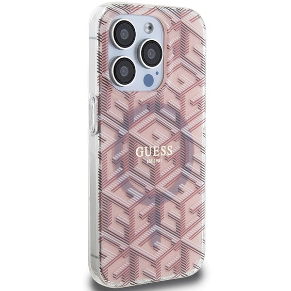 Guess IML GCube MagSafe-hylster til iPhone 15 Pro Max - pink