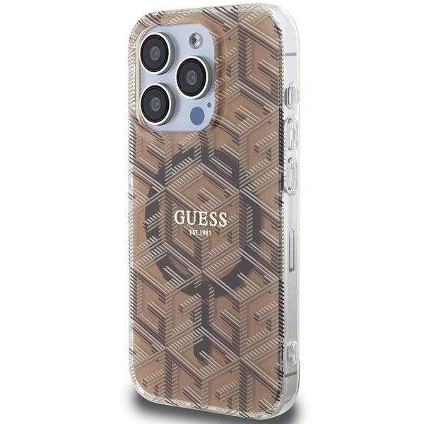 Guess IML GCube MagSafe case for iPhone 15 Pro Max - brown