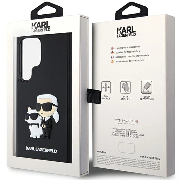 Karl Lagerfeld 3D Gummi Karl & Choupette-kasse til Samsung Galaxy S24 Ultra - sort