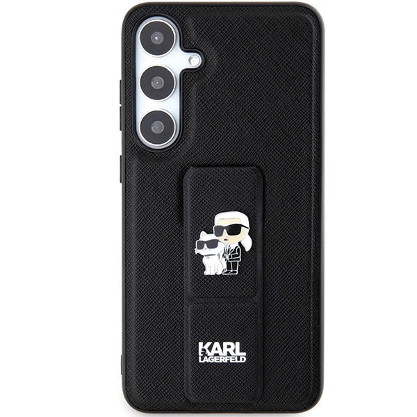Karl Lagerfeld Gripstand Saffiano Karl&Choupette Pins case for Samsung Galaxy S24 - black