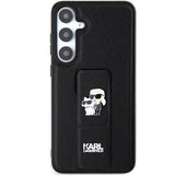 Karl Lagerfeld Gripstand Saffiano Karl&Choupette Pins case for Samsung Galaxy S24 - black