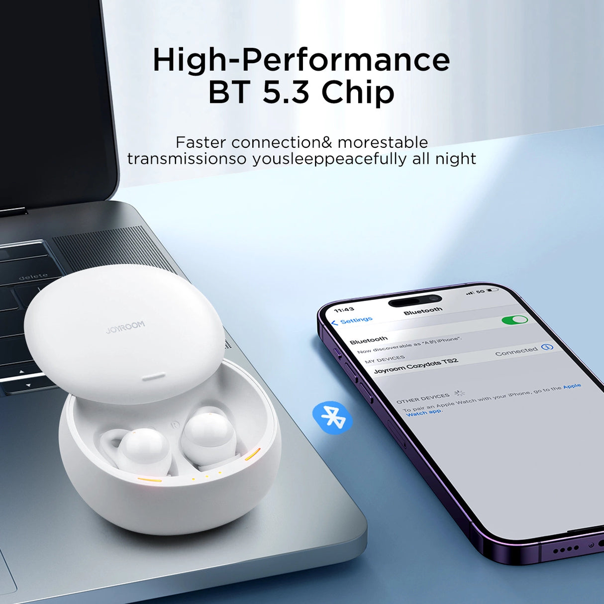 TWS Joyroom JR-TS2 Cozydots Series trådløse hovedtelefoner med aktiv støjreduktion, Bluetooth 5.3 - hvid