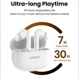Ugreen HiTune T6 trådløse hovedtelefoner med ANC-funktion + USB-A - USB-C-kabel - hvid