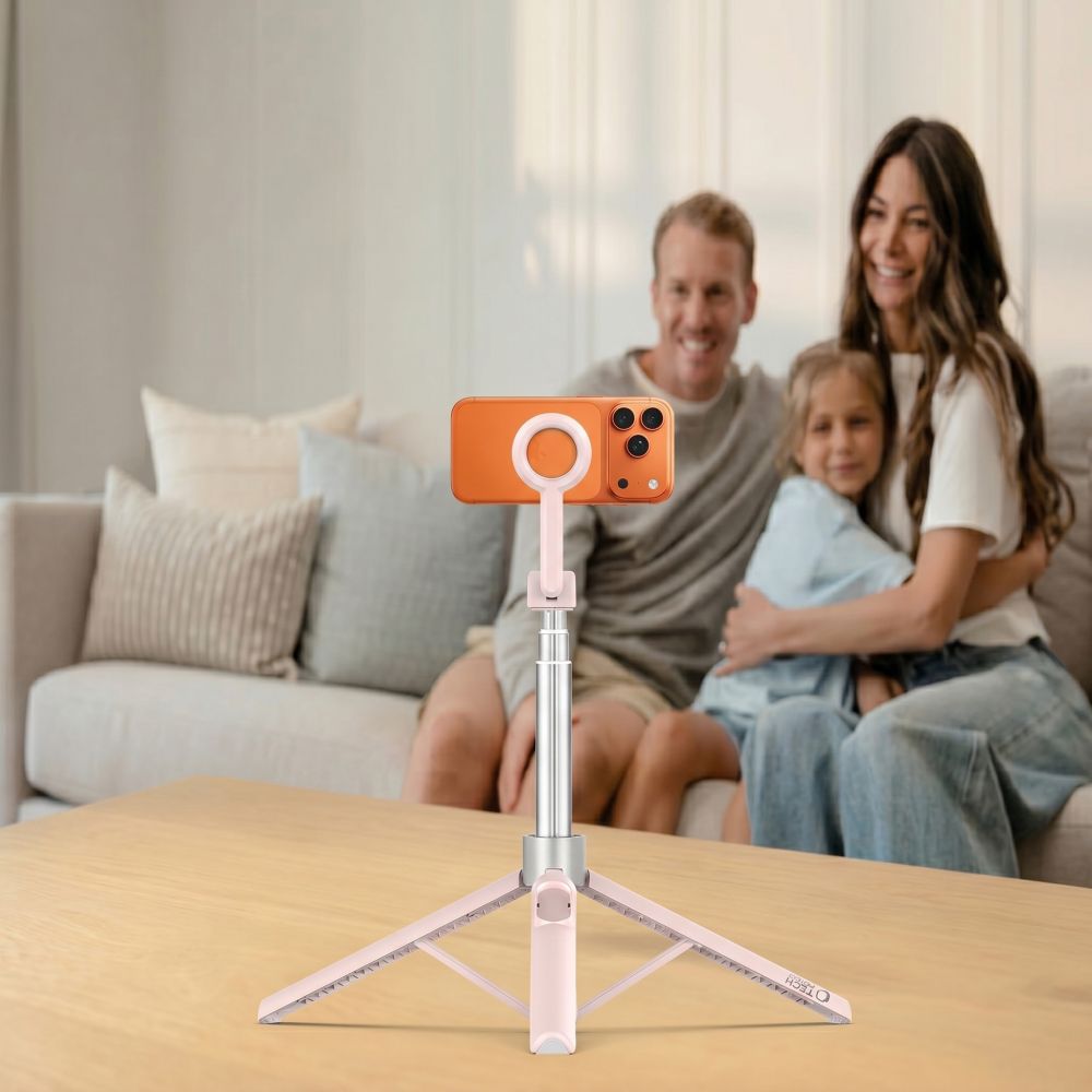 Tech Protect L10 S Magsafe Bluetooth Selfie Stick Stativ Lyserød/Grå