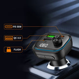Tech Protect Cc07 3 Ports Biloplader Pd 54 W + Sender Fm Bluetooth Sort