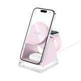 Tech Protect Qi15 W A43 3 I 1 Magnetisk Mag Safe Trådløs Oplader Babypink