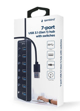 Gembird UHB-U3P7P-01 interface hub USB 3.2 Gen 1 (3.1 Gen 1) Type-A 5000 Mbit/s Sort