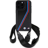BMW M Edition Carbon Tricolor Lines & Strap case til iPhone 15 Pro - sort