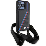 BMW M Edition Carbon Tricolor Lines & Strap case til iPhone 15 Pro - sort