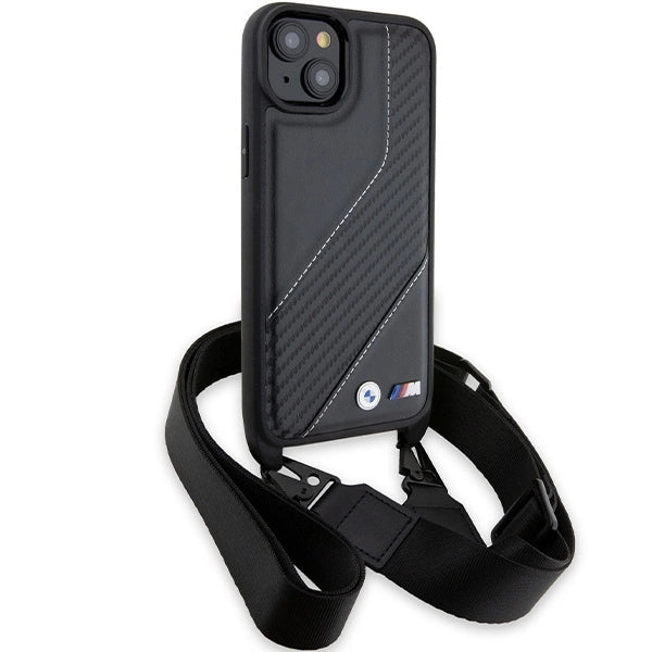 BMW M Edition Carbon Stripe & Strap case for iPhone 15 Plus / 14 Plus - black