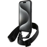 BMW M Edition Carbon Tricolor Lines & Strap case for iPhone 15 Plus / 14 Plus - black