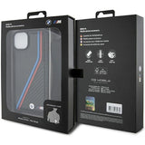 BMW M Edition Carbon Tricolor Lines & Strap Case til iPhone 15 / 14 / 13 - sort