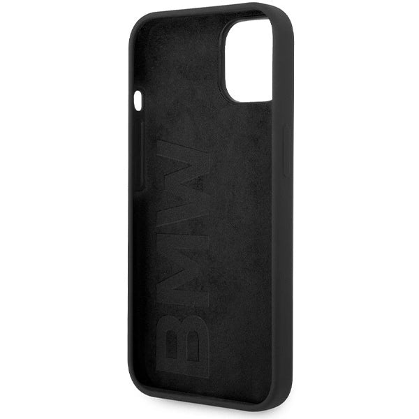 BMW Silicone Metal Logo Case til iPhone 15 / 14 / 13 - sort