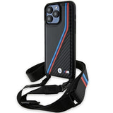 BMW M Edition Carbon Tricolor Lines & Strap case til iPhone 15 Pro Max - sort