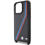 BMW M Edition Carbon Tricolor Lines & Strap case til iPhone 15 Pro Max - sort