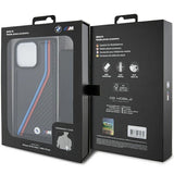 BMW M Edition Carbon Tricolor Lines & Strap case til iPhone 15 Pro Max - sort