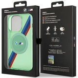 BMW M Tricolor Stripes MagSafe-hylster til iPhone 15 Pro - grønt