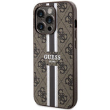 Guess 4G Printed Stripes MagSafe case for iPhone 15 Pro - brown