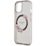 Guess IML Flowers Wreath MagSafe case for iPhone 15 / 14 / 13 - black