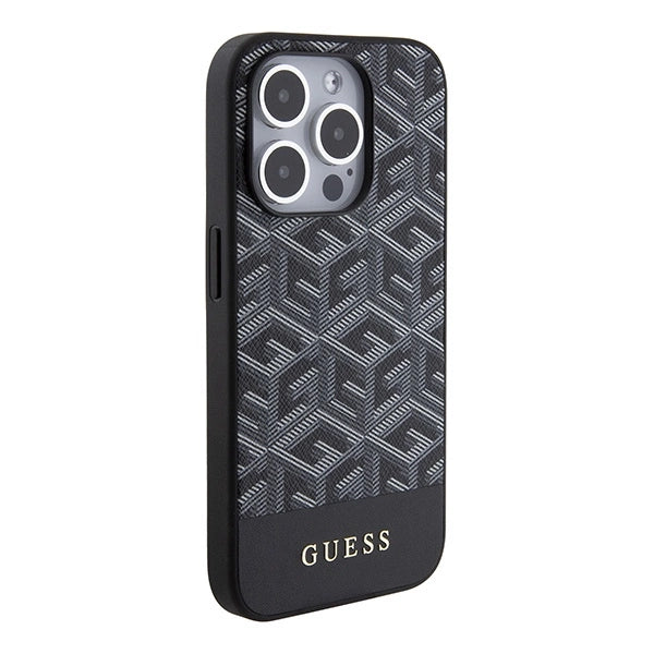 Guess GCube Stripes MagSafe case for iPhone 15 Pro Max - black