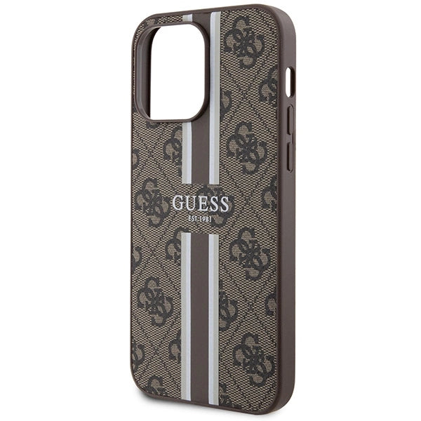 Guess 4G Printed Stripes MagSafe case for iPhone 15 Pro Max - brown