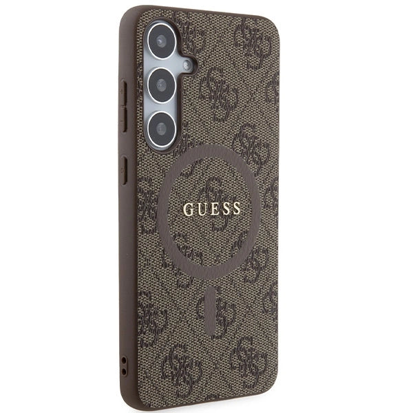 Guess 4G Collection Leather Metal Logo MagSafe case for Samsung Galaxy S24+ - brown
