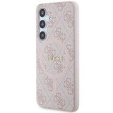 Guess 4G Collection Leather Metal Logo MagSafe Case for Samsung Galaxy S24 - Pink